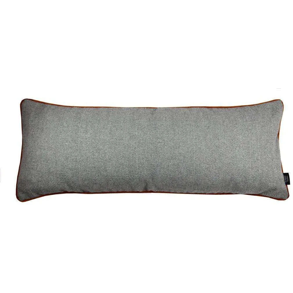 Deluxe Herringbone Grey   Orange Bed Pillow