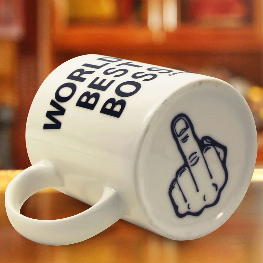 World's Best Boss Classic White Mugs Funny Middle Finger Coffee Ceramic Cup And Mug Travel Coffee Mugs